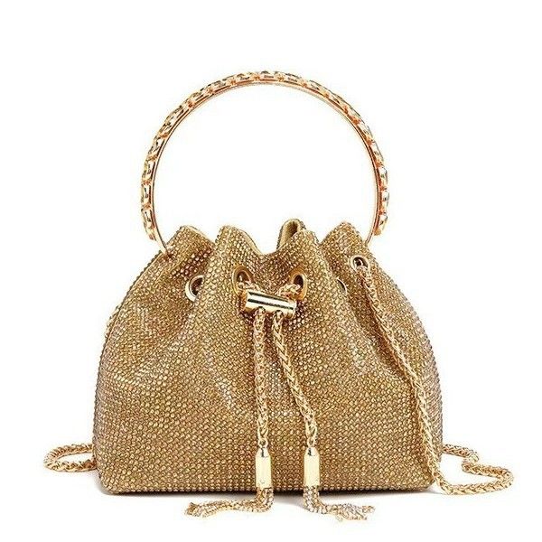2024 Soft Rhinestone For Women Evening High-end Tassel Handbag Full Diamond Textured Handheld Bucket Bag_voghion.com