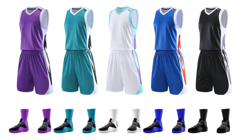 Basketbalpakset, zomerteamuniform voor heren, bedrukt met sneldrogende, ademende woorden, onderneming en publiek_voghion.com