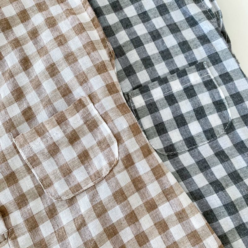 Mutter & Kinder Jungen 2024 neue Sommerkleidung Baby Sommer stylischer karierter Overall Kurzarm Strampler Krabbelkleidung zweiteiliges Set_voghion.com