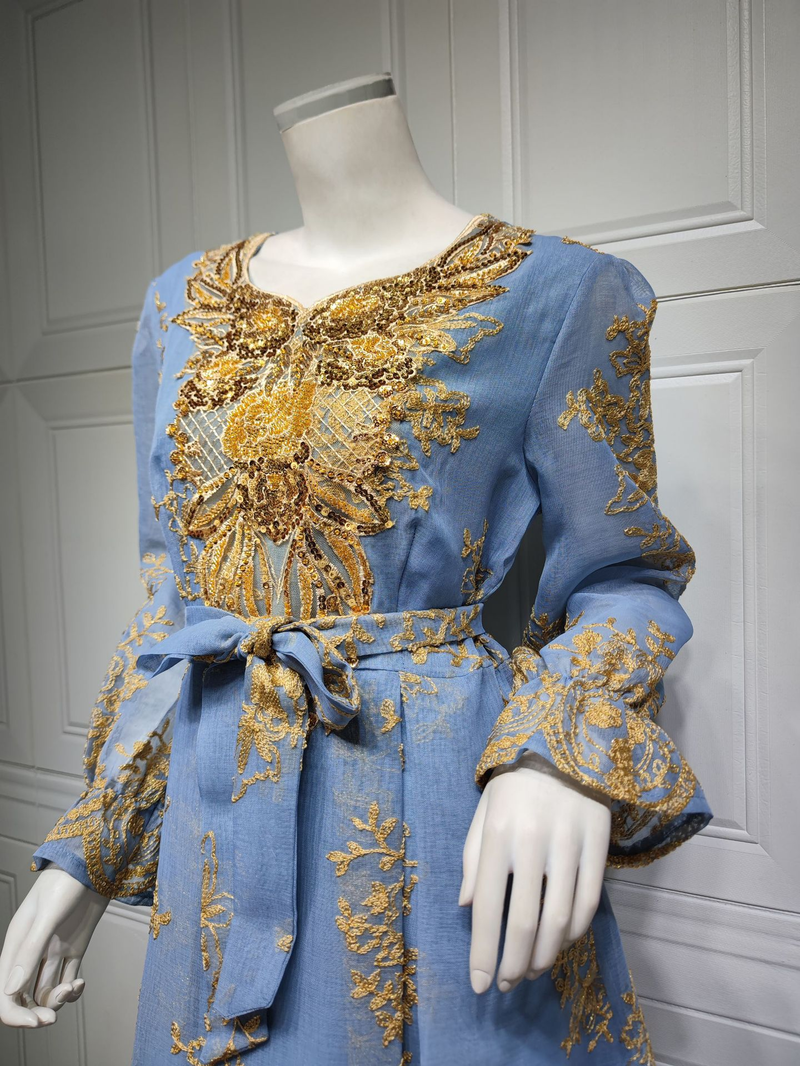 Vestido de cena de fiesta musulmana con apliques bordados_voghion.com
