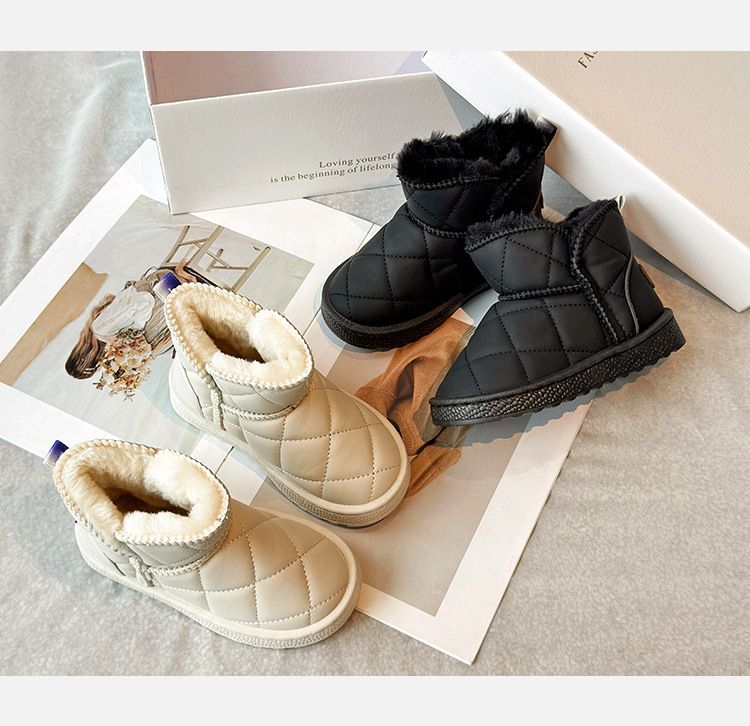 Stivali da neve per bambine con fodera in pile, ispessiti, nuovo stile invernale 2025, classici per bambini, caldi e corti_voghion.com