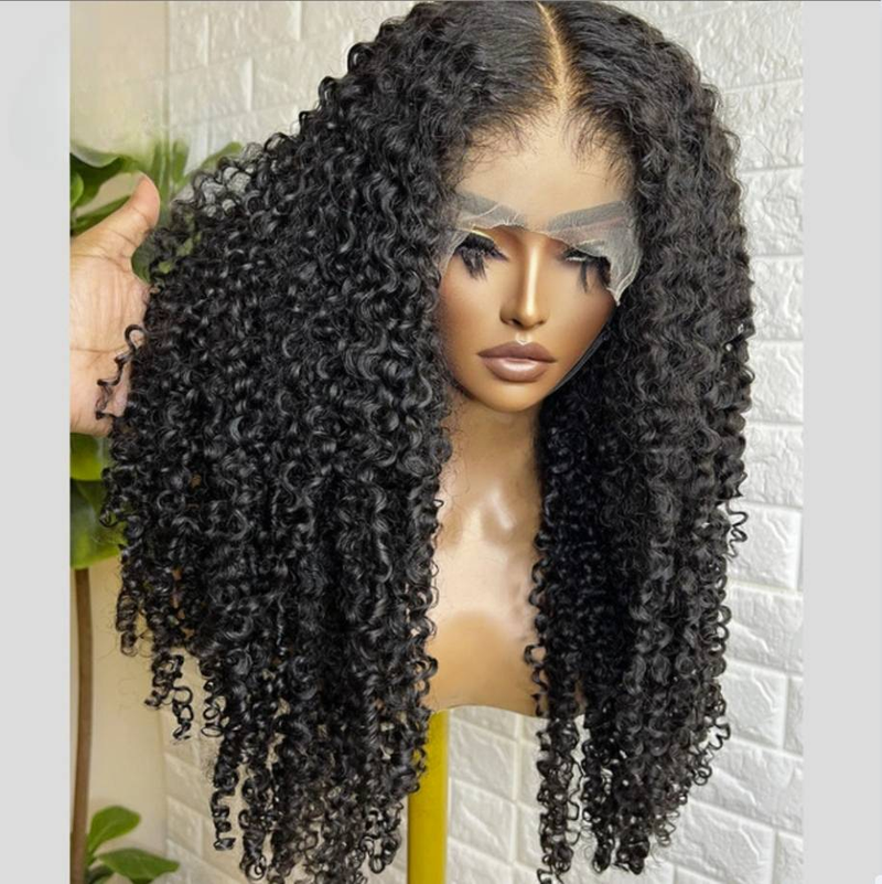 Brasiliansk krøllete 13x4 blonder foran parykk med ekte hår 13x4 blonder foran parykker med ekte hår for kvinner, krøllete babyhårparykk med remy 180%_voghion.com