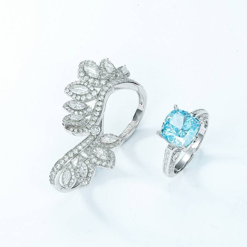 Persönlichkeit Helle Hohe Carbon Diamant Ring Weibliche S925 Silber Voll Intarsien Mit Farbigen Edelsteinen Stapeln Index Finger Ring Luxus_voghion.com