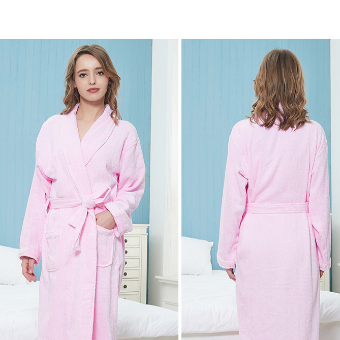 Bath Towels Hotel Bathrobe Spring And Autumn Long Cotton Towel Material Absorbent Men And Women Bathrobe_voghion.com