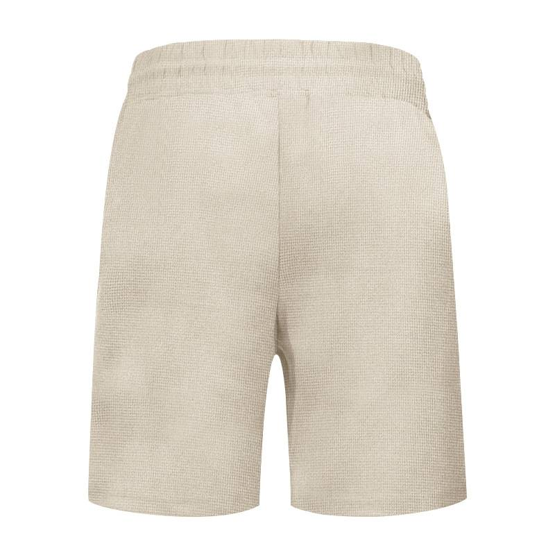 Waffle Herren Sommer Casual Tethered Henry Kurzarm Shorts Anzug_voghion.com