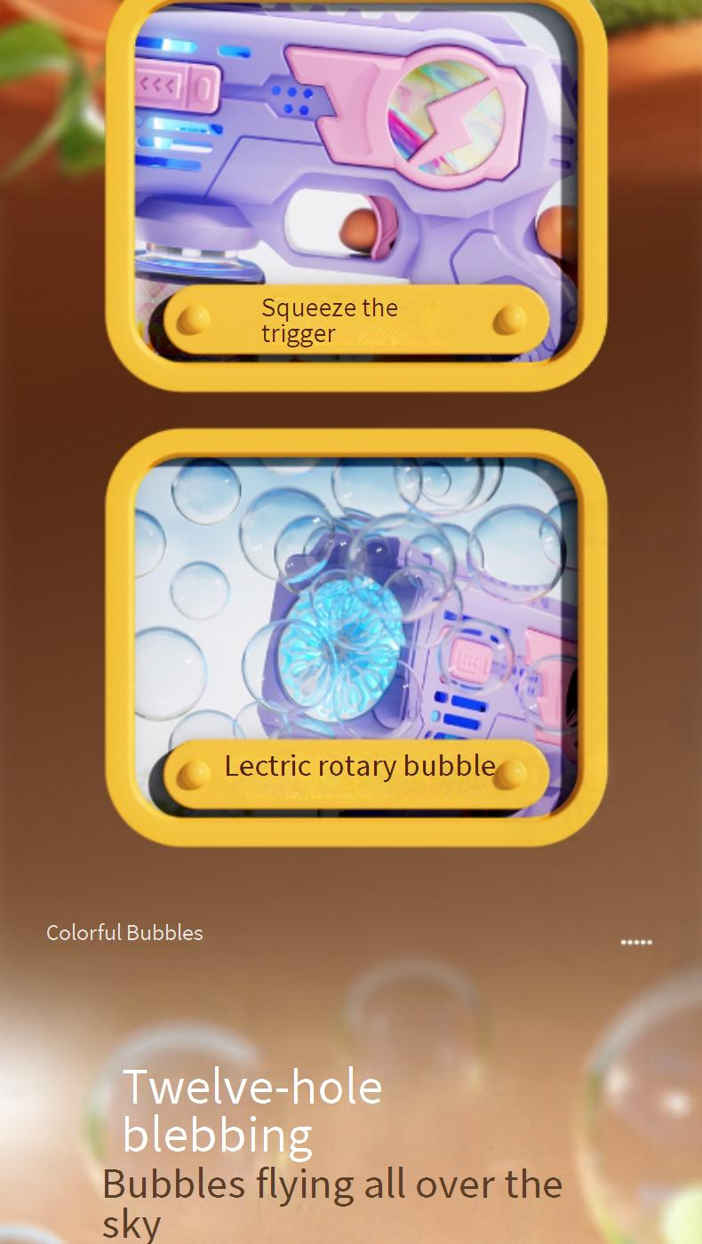 Automatic Bubble Gun For Kids - Electric Handheld Bubble Blaster With Leak-Proof Design_voghion.com