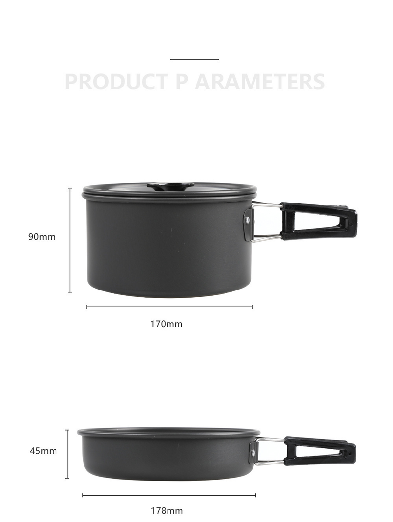 Outdoor Products Outdoor Cookware 2-3 People Camping Pot Set Folding Set Pot Teapot Combination_voghion.com