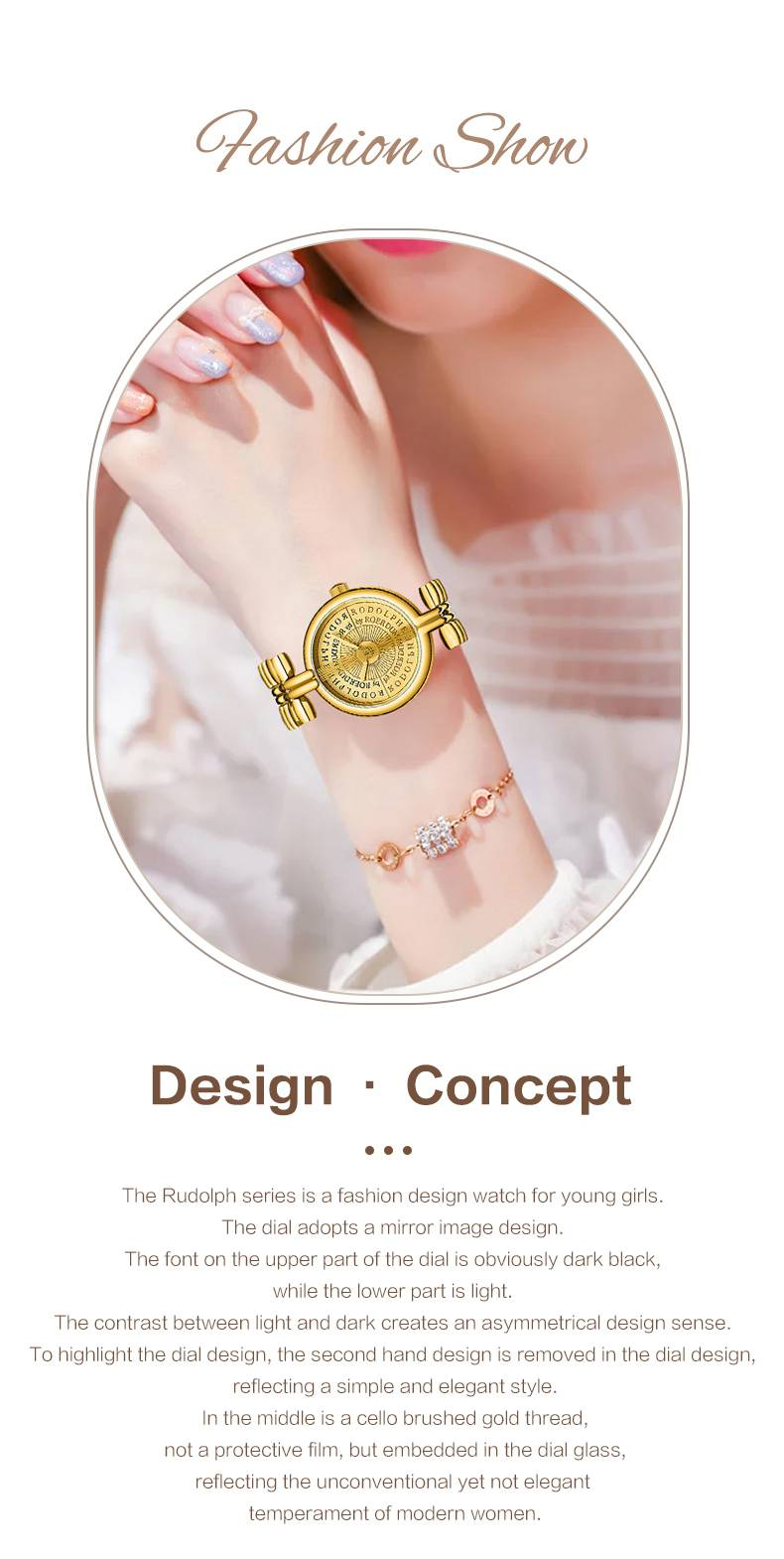 ROERDUM Top Hat Series - Gold Dial Women's Watch With Steel Bracelet, Retro Style Quartz Watch_voghion.com