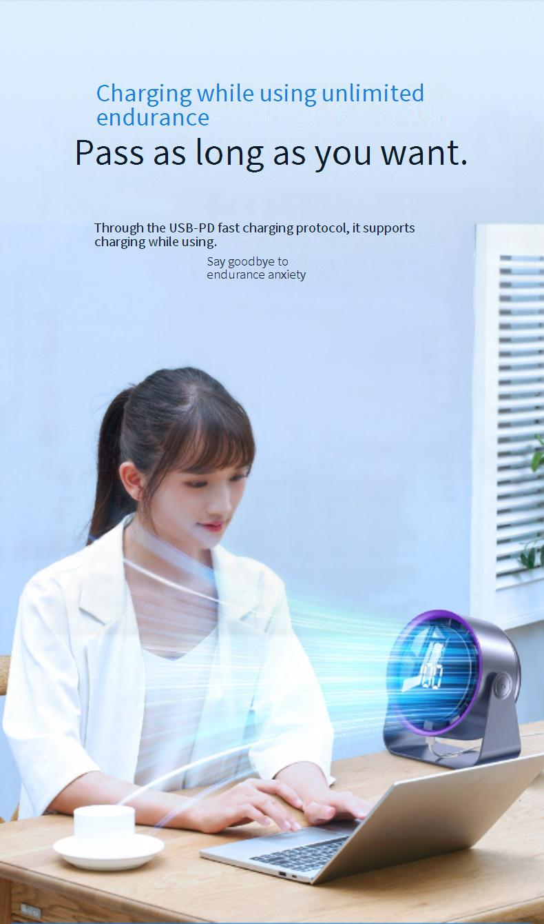 USB Rechargeable Desk Fan - Ultra Quiet 38dB Mini Fan For Home/Office/Dorm (3 Speed Settings Adjustable Tilt Portable Design)_voghion.com