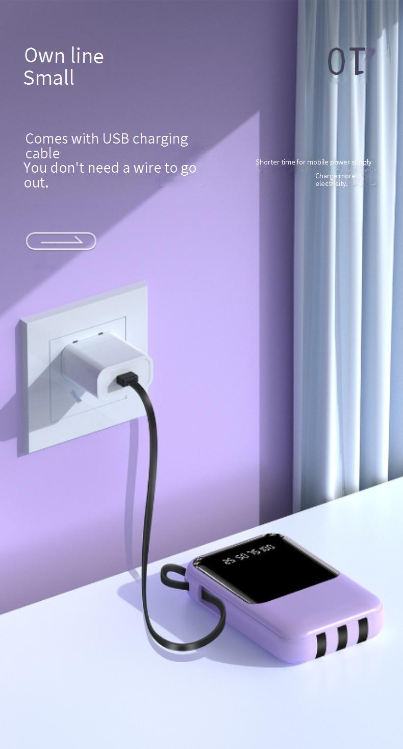 20000mAh Portable Power Bank With Built-in Fast Charging Cable, Custom Logo Gift, Compatible With All Smartphones_voghion.com