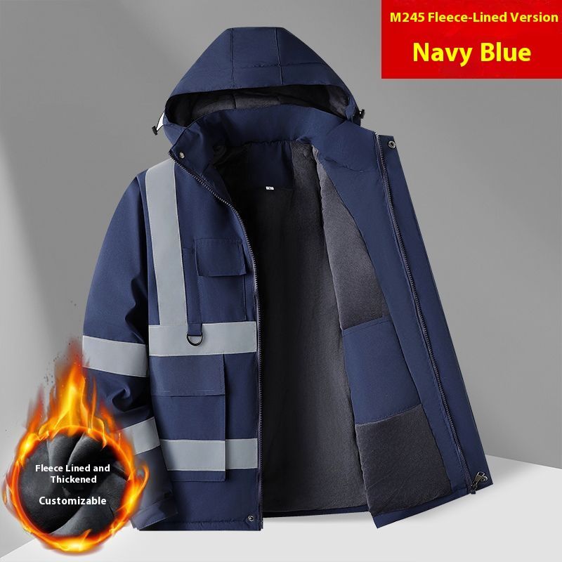 Men's Lightweight Work Jacket With Reflective Strips - Waterproof Windbreaker Hooded Coat For Outdoor & Casual Wear_voghion.com