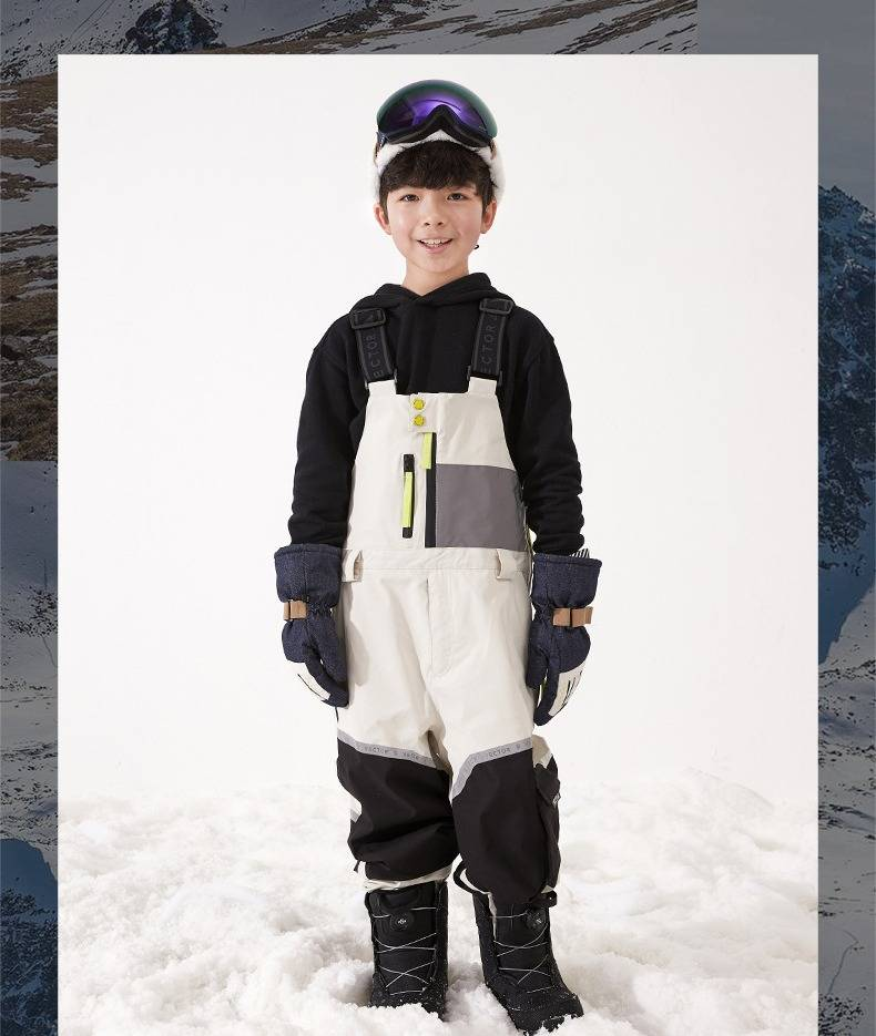 Kids' Waterproof Ski Overalls – Windproof Thermal Snow Pants With Detachable Suspenders (120-160cm) – Playful Color-Blocking For Slope Safety_voghion.com