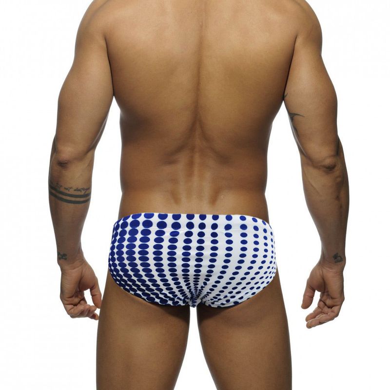 UXH Herren-Badehose mit Farbverlauf und Punkten, Dreieck-Design, mit Körbchen, modische Anti-Belichtungs-Badehose für Männer_voghion.com