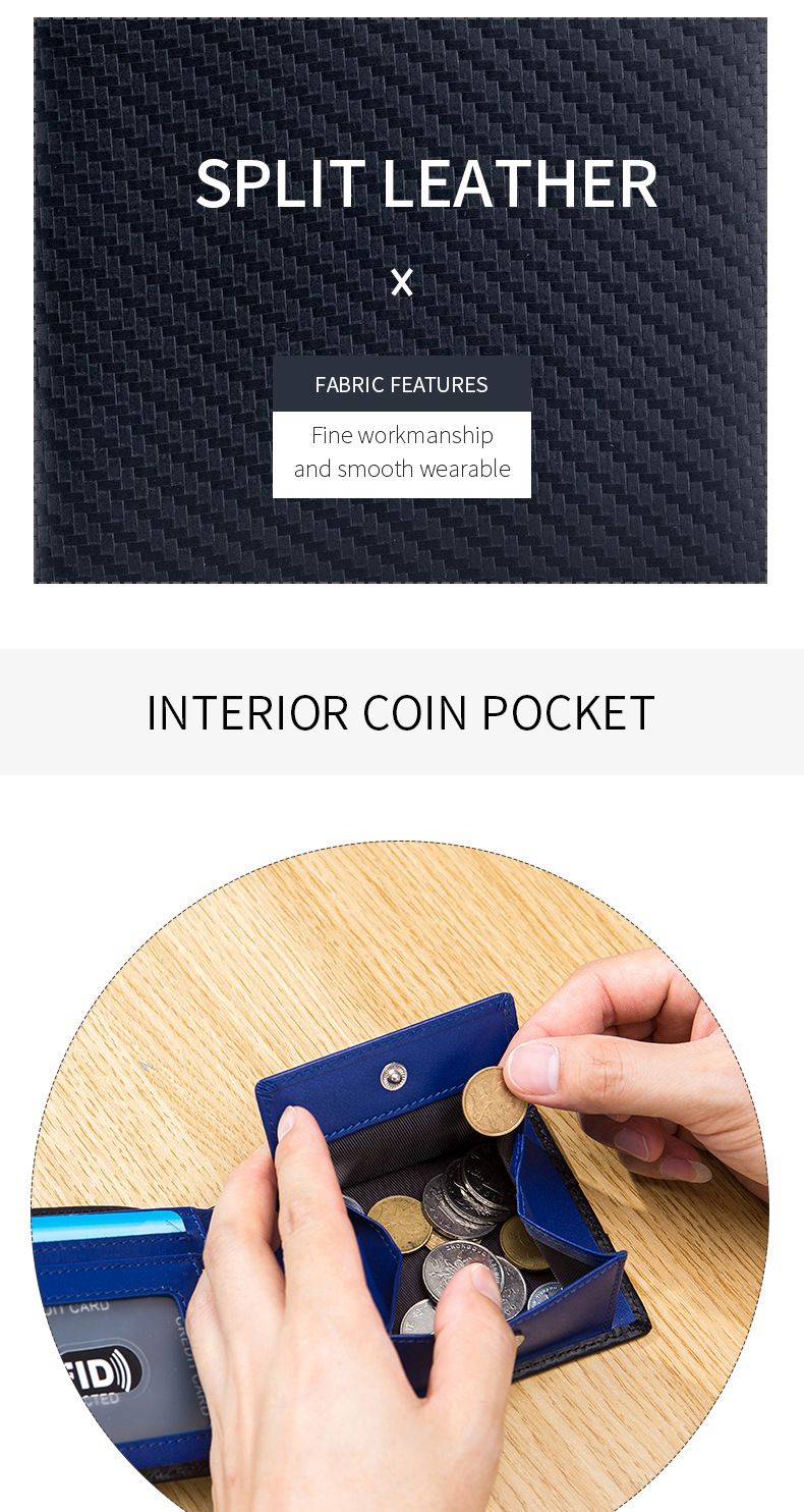 Men's Wallet Card Cases Genuine Leather Popular Men's Wallet New Style Carbon Fiber Wallet Rfid Ultra Thin Multifunctional Wallet_voghion.com