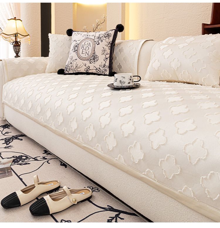 Housse de coussin de canapé en chenille – Protection personnalisable et résistante aux chats pour canapés sectionnels (motif géométrique, envers antidérapant)_voghion.com