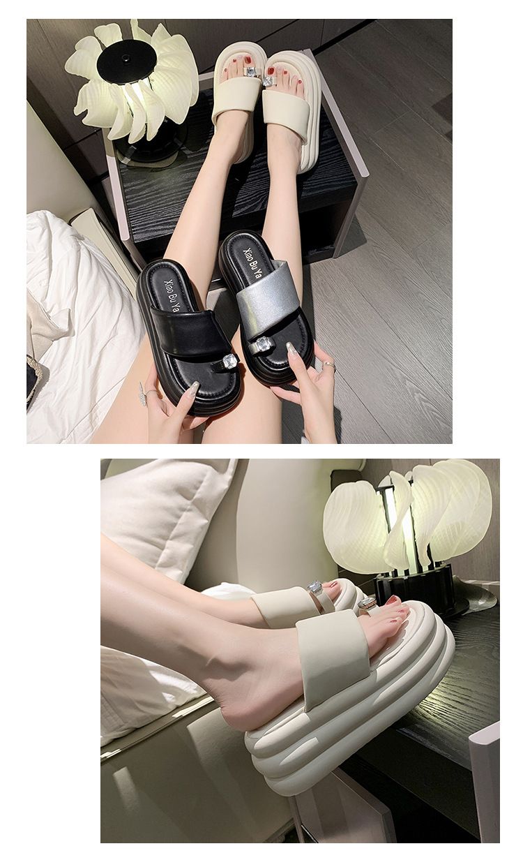 Women's Summer New Fashion Round Thick Sole Open Toe Flip Flops Comfortable Casual Platform Beach Sandals_voghion.com