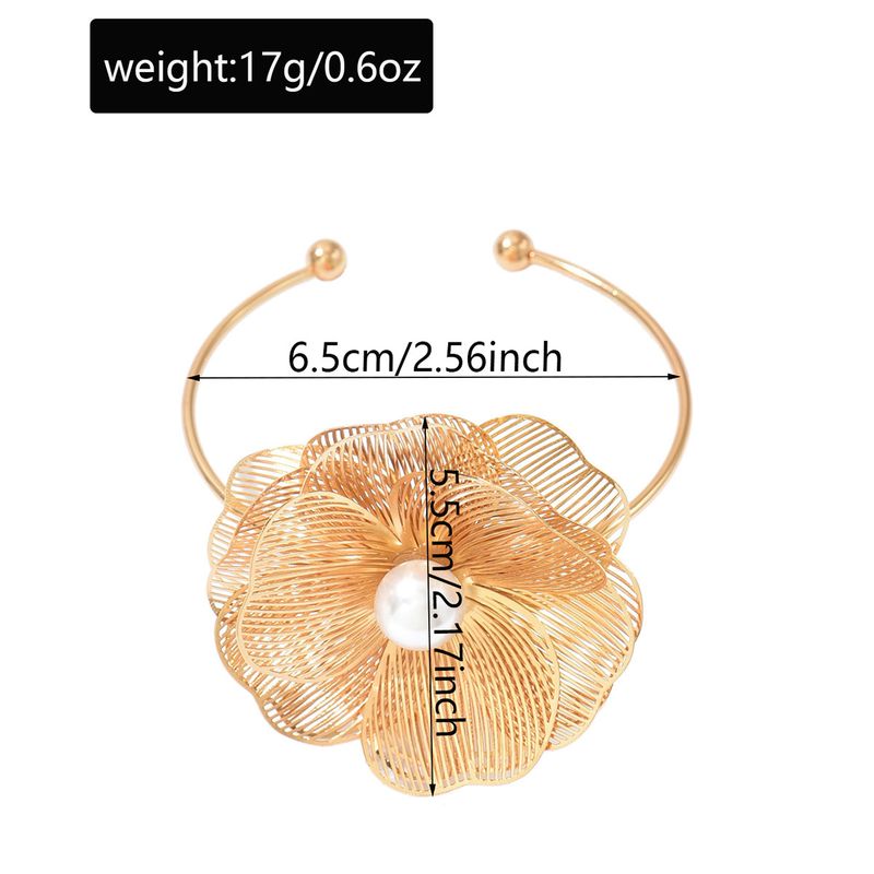 Europa, America, Temperamento semplice, Anello a forma di fiore, Senso di fascia alta per donna, Impilamento cavo, Bracciale a strati, Bracciale._voghion.com