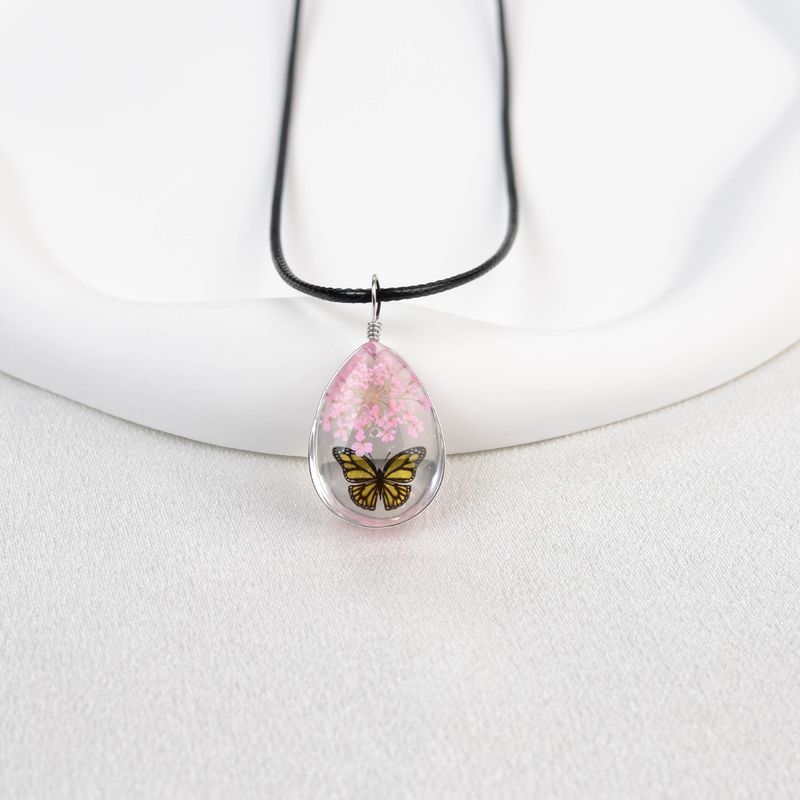 Collana con fiore in pizzo e cielo stellato in stile fresco, goccia d'acqua in vetro, tempo Jingdezhen, vendita calda_voghion.com