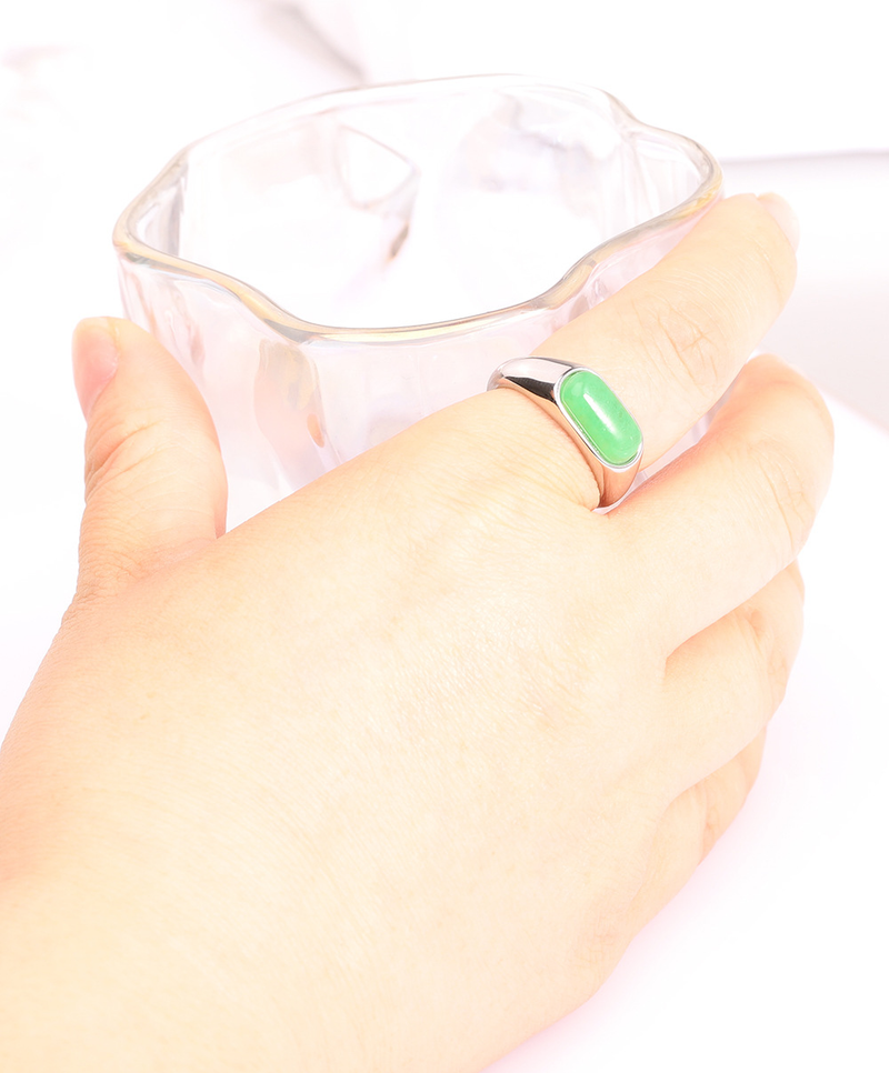 Anello da donna in acciaio inossidabile con pietre preziose da 8 mm, design geometrico, stile vintage, accessorio di moda per donne, taglie dalla 6 alla 10_voghion.com