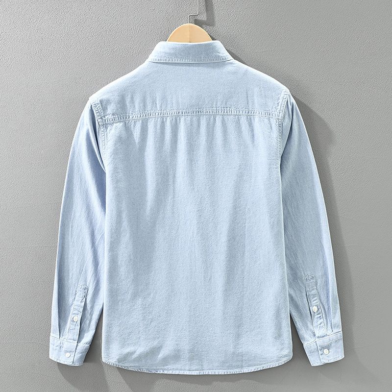 Arbeitskleidung Denim Langarmhemd Herren Modisches Vielseitiges Künstlerisches Casual Loose Top_voghion.com