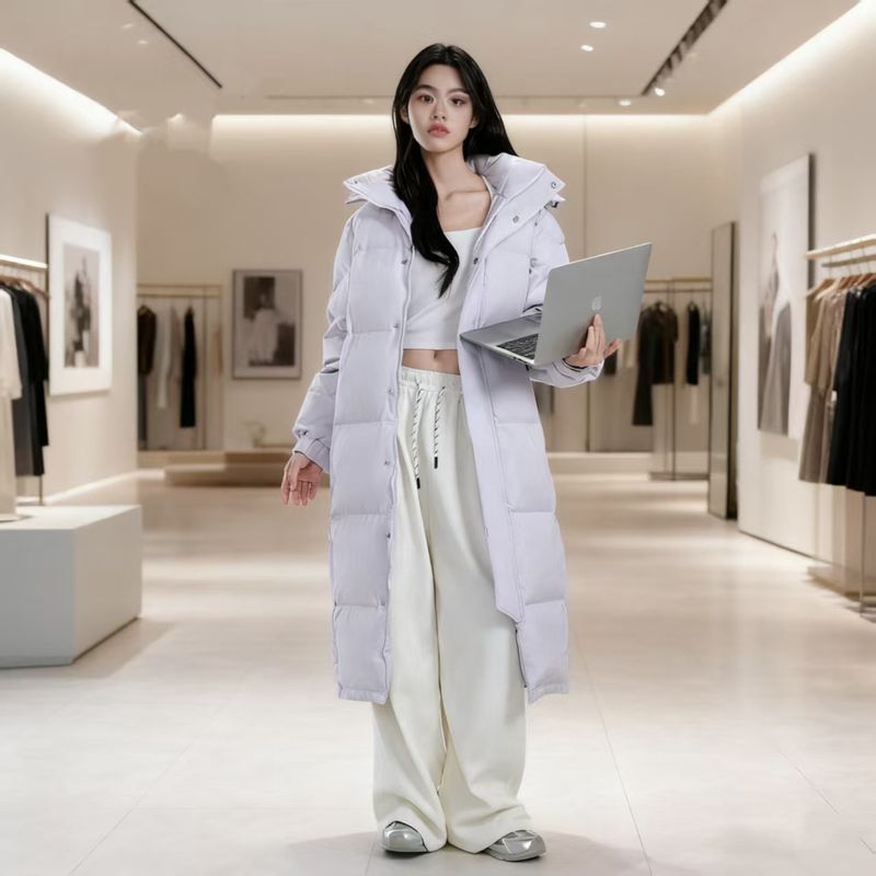 Mädchen Liangshi Herbst Gleiches Modell 2025 Neue Daunenjacke Damen Extra Lang Winter Dick Locker Overknee Paar Herrenmantel_voghion.com