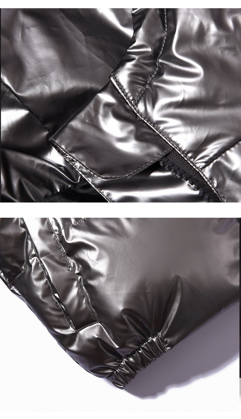 Men's Puffer Jacket With High-Gloss Finish – Winter Oversized Hooded Coat (Polyester Shell, Thickened, Side Pockets, Unisex Streetwear)_voghion.com