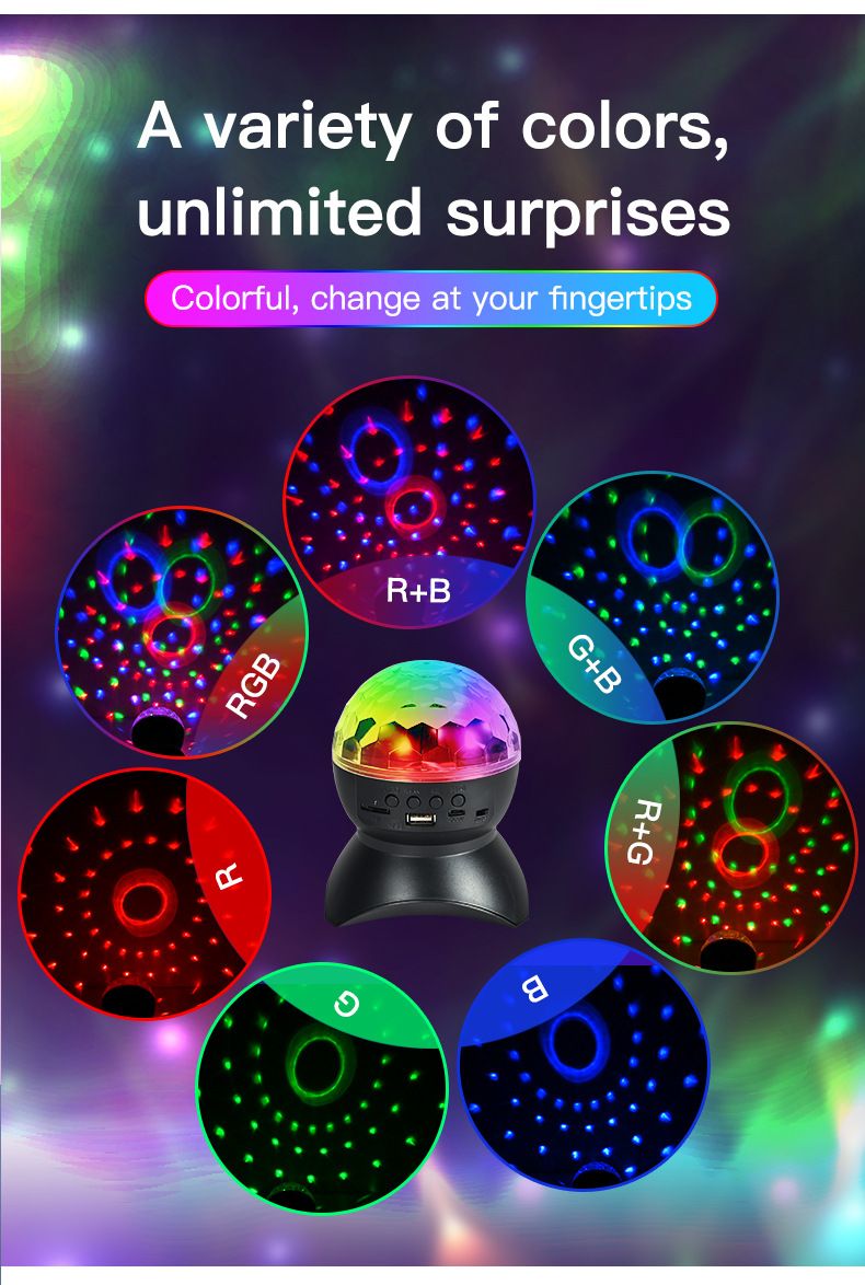 Wireless Bluetooth DJ Speaker Stage RGB Light,360° Rotating Disco Ball Night Light For KTV Bar Home Party Festivals_voghion.com