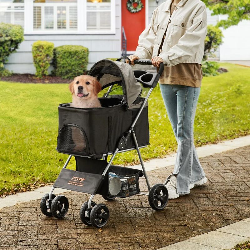 Carrier Stroller Pet Dog Stroller Puppy Rotate Detachable Wheels Weight With Capacity Storage With Stroller 4 Bas Brakes 35lbs_voghion.com