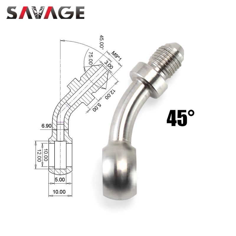 Motorcycle Brake Clutch Hydraulic e Pipe Adaptor Oil Hose Banjo Fitting AN3 Straight 0 14 28 45 60 Degree 10mm 3/8"_voghion.com