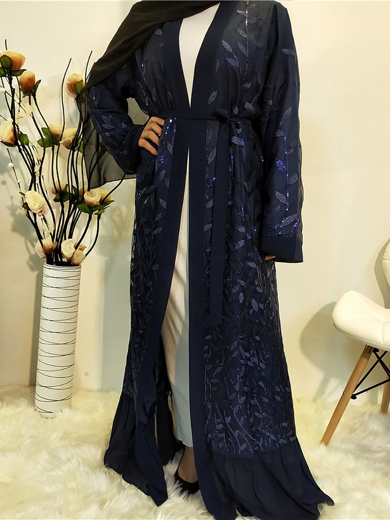 Yeni Abaya Müslüman Modası Pullu Uzun Elbise Hırka Pakistan Kadın Giysileri Fas Elbiseleri Dubai Uzun Kadın Abiye Elbiseleri_voghion.com