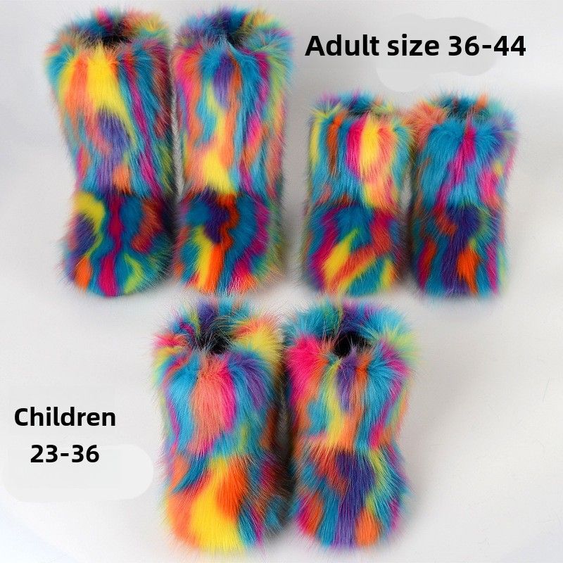 Winter snow boots Women's outer wear warm non-slip cross-border long fur mid-calf raccoon fur y2g fur boots_voghion.com