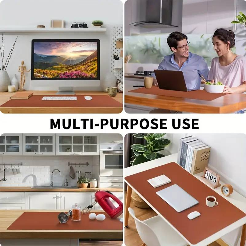 Mauspad mit Leder und rutschfestem Wildleder, multifunktionales Büro-Mauspad, Laptop-Schreibtischunterlage, Tischschutzunterlage für Büro/Homeoffice (80 x 40 cm)_voghion.com