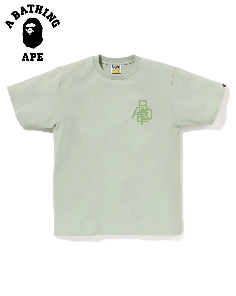 A BATHING APE BAPE - T-shirt con messaggio di testo stampato con lettere intrecciate, realizzata in tessuto di puro cotone, per uomo e donna_voghion.com