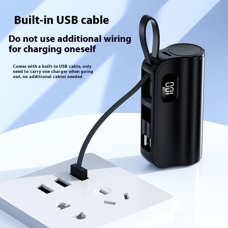 Mini-Kapsel-Powerbank 5000 mAh – ultraportables Ladegerät mit integriertem Kabel, kompakter externer Akku für iPhone und Android, reisefreundlich_voghion.com