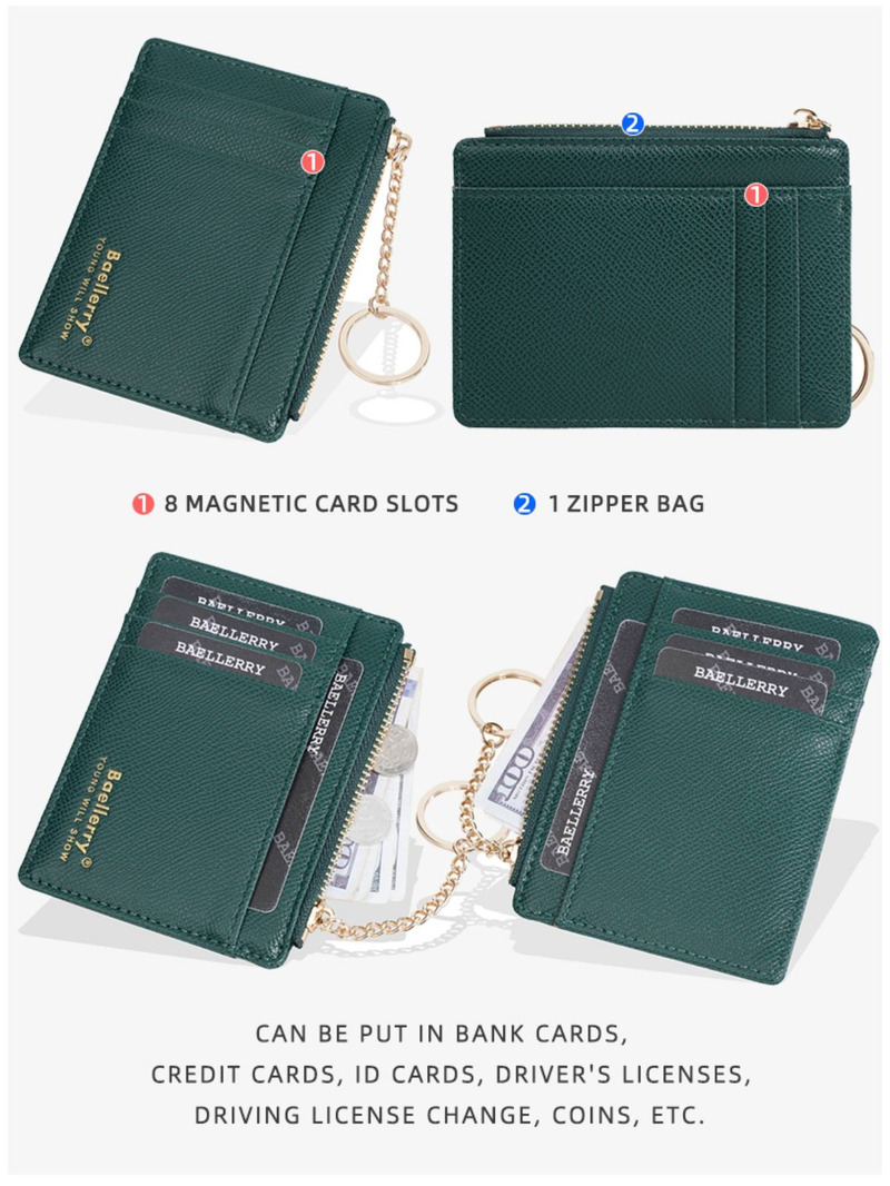 Cartera pequeña retro con cremallera para estudiantes, tarjetero ultrafino, tarjetero ultrafino_voghion.com