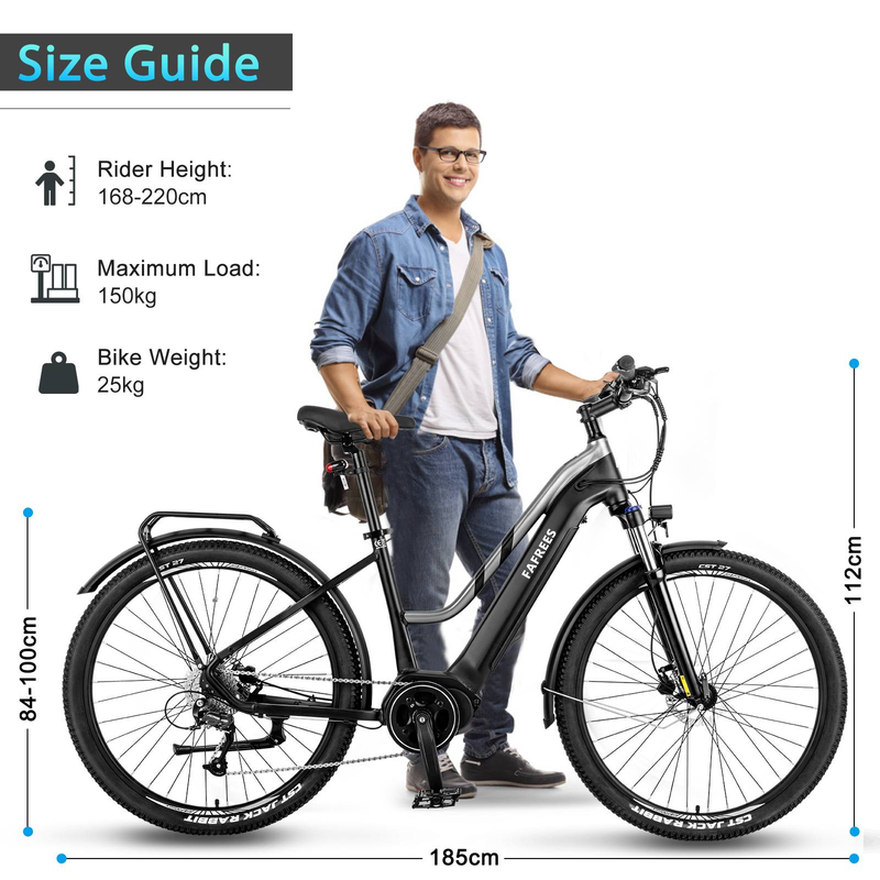 Vélo de trekking électrique Fafrees FM8 250 W 27,5 pouces à moteur central 522 Wh 14,5 Ah Assistance application_voghion.com