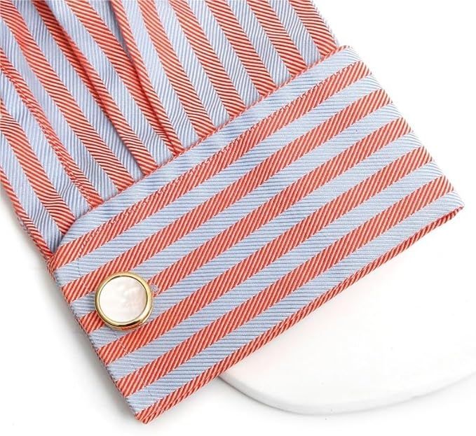 Gemelos de camisa franceses de cobre con forma de concha redonda dorada retro para bodas, fiestas y aniversarios._voghion.com