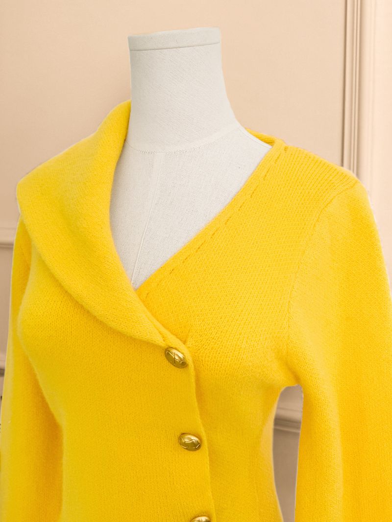 Elegant Asymmetric Collar Knit Sweater For Women - Slim Fit Button Detail Long Sleeve Pullover Top_voghion.com