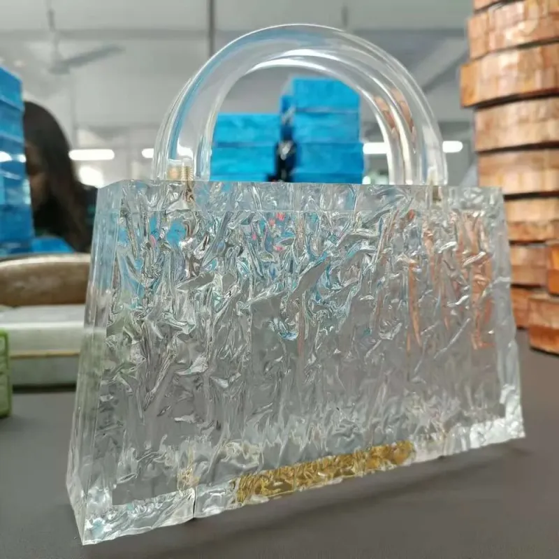 Nuova borsa da donna in acrilico trasparente con motivo Ice Crack da sera_voghion.com