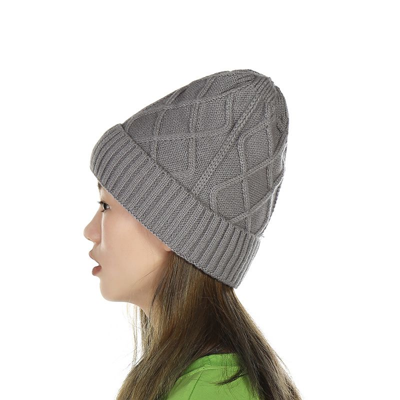 Berretto da donna in stile coreano, alla moda, lavorato a maglia spesso, con protezione per le orecchie, caldo, all'ingrosso_voghion.com