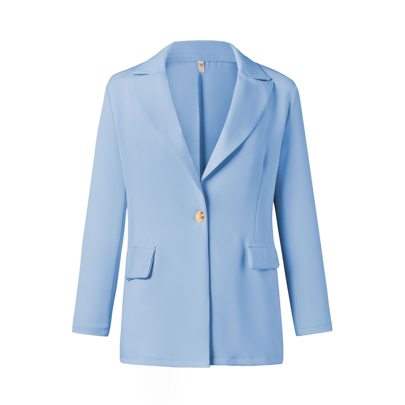 Women's Long Sleeve Slim Single Button Solid Color Jacket Blazers_voghion.com
