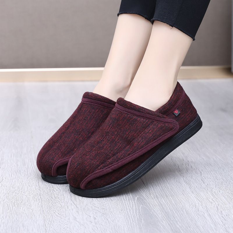 Ziwa Ge Winter New Warm Fleece-Lined Thickened Cloth Widened Velcro Shoe Top Openable Comfortable Cotton Shoes_voghion.com