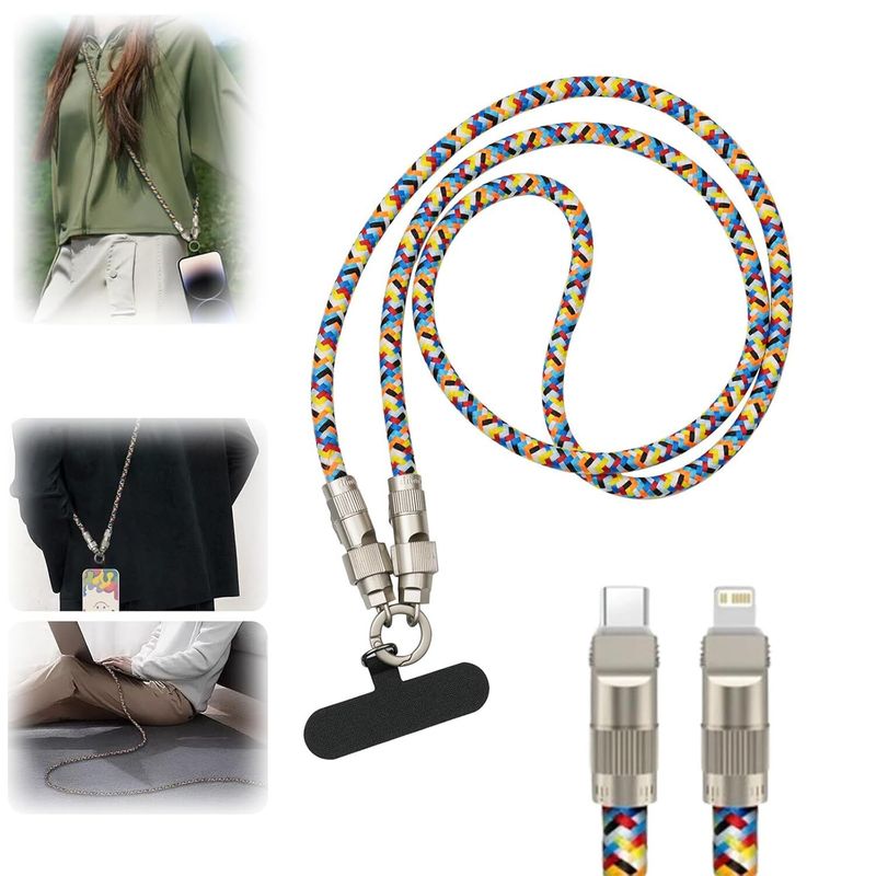 USB-C To USB-C Cable+Phone Lanyard Mobile Phone Lanyard & Charging Cable 2 In 1_voghion.com