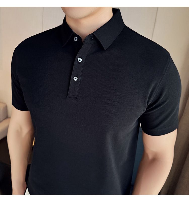 Polo à manches courtes pour homme, nouveauté spéciale été, en coton, confortable, petit revers, non marquant, pressage, version coréenne, coupe ajustée, Paul_voghion.com