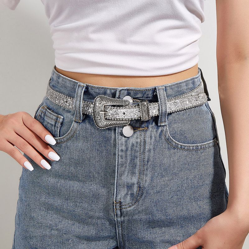 Cintura con fibbia intagliata, decorazione per cintura sottile in stile Instagram da donna, jeans con paillettes alla moda e personalizzati con_voghion.com