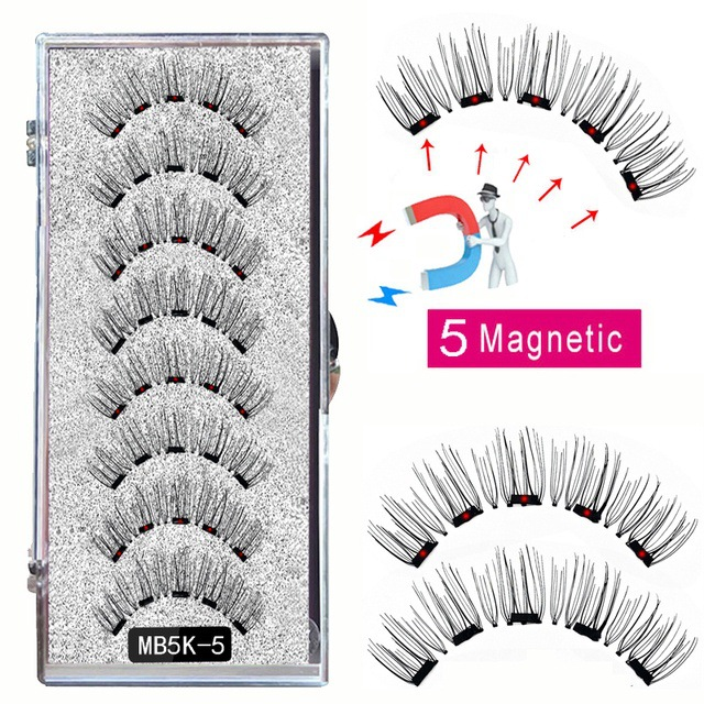 4 paia di ciglia magnetiche naturali con magnete 3D ciglia magnetiche fatte a mano Set di pinzette Ciglia di visone_voghion.com