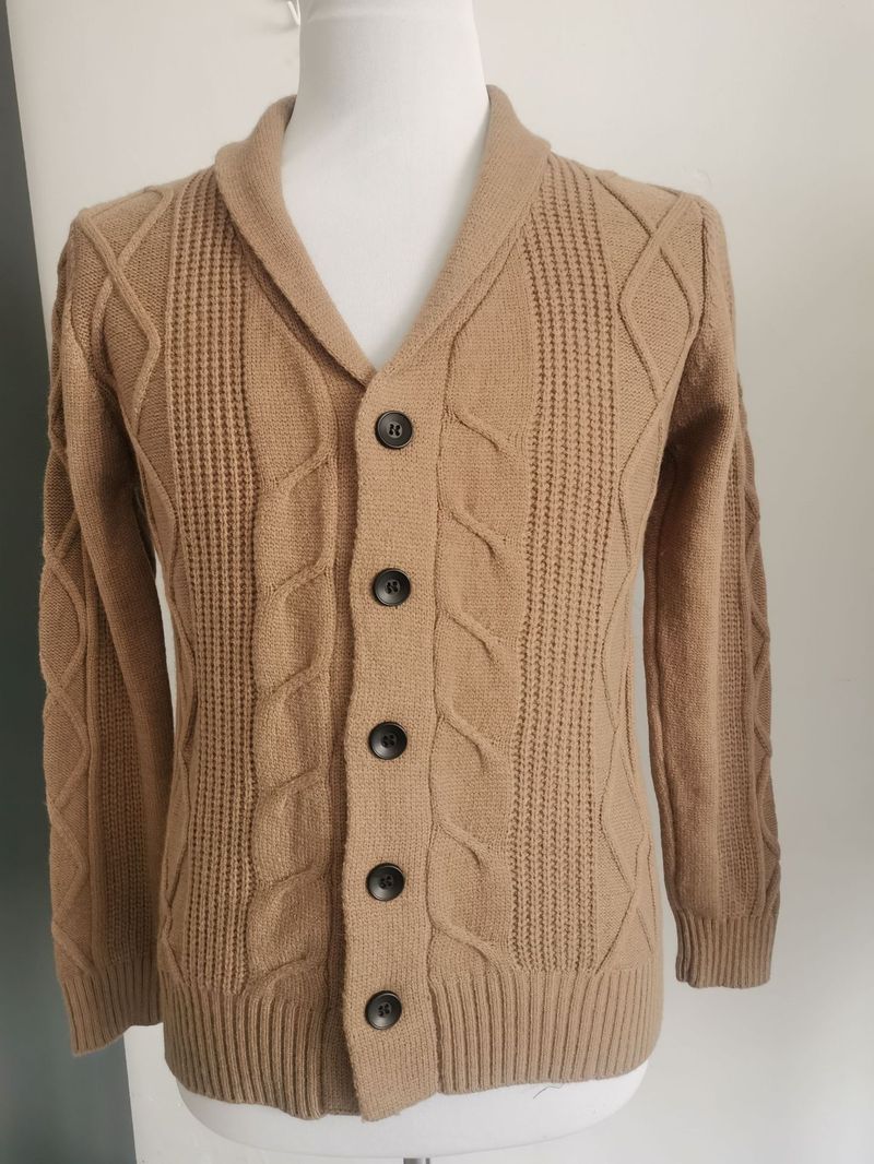 Heren Diamond Knit Cardigan Slim Fit Trui - Lange Mouw Omslagkraag Trui Voor Herfst/Winter - Acrylmix Warm Casual & Business Casual_voghion.com