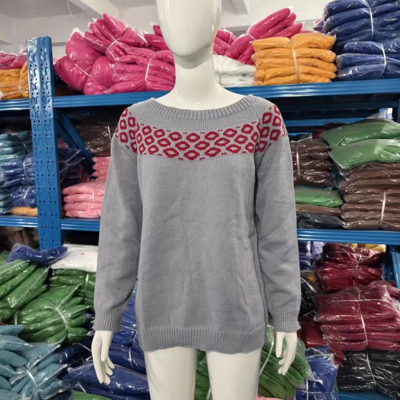 Damenbekleidung, modischer Strickpullover mit Rundhalsausschnitt, Farbblock, lockere Passform, lässige Oberteile_voghion.com