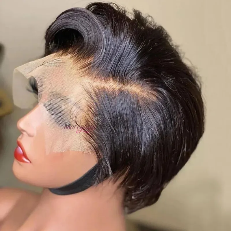 Parrucca Pixie Cut Parrucche Trasparenti in Pizzo per Capelli Umani per Donne Parrucca Corta Liscia Parrucca in Pizzo Prepizzicata Brasiliana Capelli Umani_voghion.com