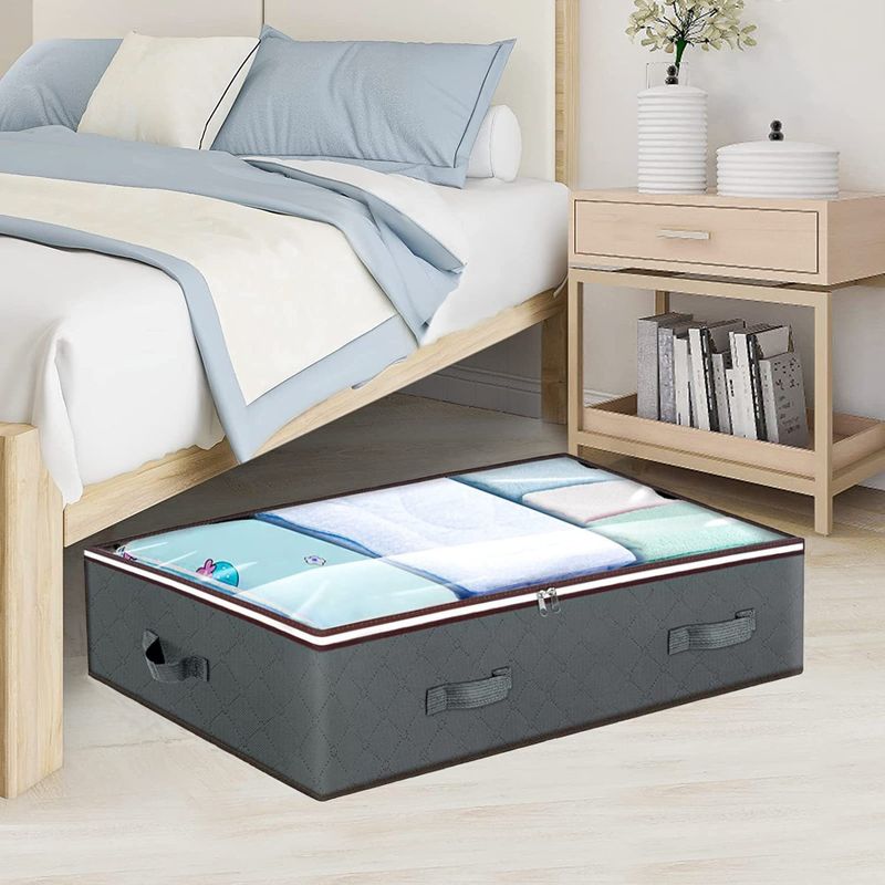 Under the bed storage box transparent clothing storage box under the bed foldable household quilt quilt storage bag_voghion.com